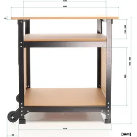 XPOtool Fahrbare Werkbank Holz/Metall 69 x 51 x 66-82 cm braun