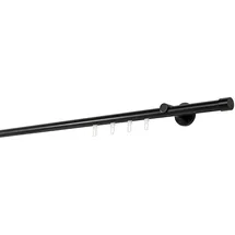 ONDECO Gardinenstange auf Maß Innenlauf 20mm Cap 1-lauf Wandträger 6,5cm mit Gleiter Größe: 260cm, Farbvariante: Schwarz