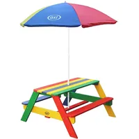 Axi Nick Picknicktisch Regenbogen mit Sonnenschirm 95 x 98 x 49 cm