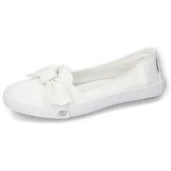 Sneaker Ballerinas DOCKERS BY GERLI, Damen, Gr. 38, weiß, Textil, sportlich, Schuhe, Freizeitschuh mit auffälliger Schleife