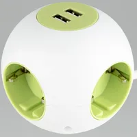 REV Ritter REV Steckdosenwürfel Powerglobe 4-fach USB weiß-grün