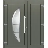 Kunststoff Doppel Haustür "LIA" 71 mm Quarzgrau RAL 7039 beidseitig außen öffnend DIN links