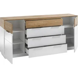 MCA Furniture MCA Sideboard »Dubai«, weiß Matt mit Absetzungen in Eiche