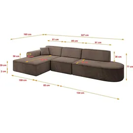 altdecor Ecksofa Ottomane Links IREA-L2-v3 327x165x77 cm Braun