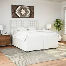 vidaXL Boxspringbett mit Matratze Weiß 180x200 cm Kunstleder