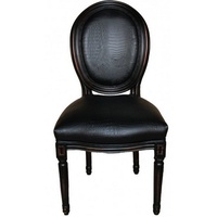 Casa Padrino Barock Esszimmer Stuhl Schwarz Croco Lederoptik -