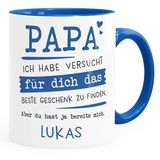 SpecialMe® Tasse personalisiertes Geschenk Spruch Papa/Mama Ich habe versucht für dich das beste Geschenk zu finden... anpassbarer Name Papa - 1 Name inner-royal Keramik-Tasse