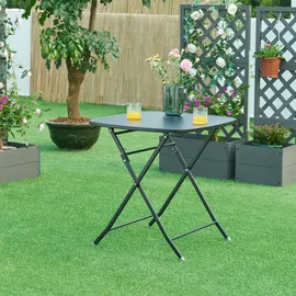 [en.casa] Gartentisch - Balkontisch, Botrugno 71 x 70 x 70 cm Schwarz