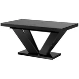 designimpex Esstisch Design Tisch HEU-111 Schwarz Hochglanz ausziehbar 160 bis 256 cm schwarz