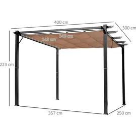 Outsunny Pergola Pavillon 3 x 4 m Grau/Braun