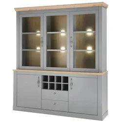 Vitrine  Claira , grau , Maße (cm): B: 184 H: 44