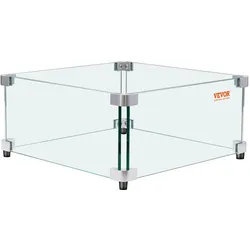 VEVOR Gas-Feuerstellen-Windschutz für quadratischen Feuertisch 543x543x191mm gehärteter Windschutz für Feuerstellen 8mm dicker quadratischer Glasschutz Glasscheibe mit harter Eckhalterung und Füßen
