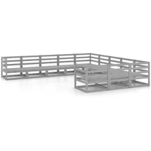 vidaXL Garten-Lounge-Set 11-tlg. Massivholz Kiefer grau