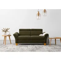 2,5-Sitzer HOME AFFAIRE "Lindgren", grün (khaki), B:185cm H:84cm T:93cm, 100% Polyester, Sofas, wahlweise mit TV-Funktion, links oder beidseitig, Kopfteilverstellung