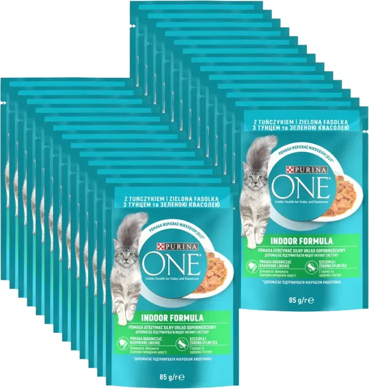 Purina One Cat Indoor mit Thunfisch und grünen Bohnen 26x85g
