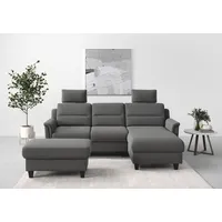 sit&more Ecksofa »Farö L-Form«, inklusive Federkern, wahlweise mit Bettfunktion und Bettkasten, grau