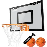 VirtuFit Pro Mini-Basketball-Backboard mit 2 Bällen und Pumpe, Schwarz - Schwarz