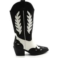 sonderpostendiscount Damenstiefel Cowboy Schwarz/Weiss mit seitlichem Reissverschluss CC2320 - 37 Größe: 37 - Schwarz/Weiß - 37
