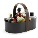 Umbra Bellwood Caddy mit herausnehmbarer Trennwand, Organizer für Kosmetik, Bürobedarf und Mehr, Schwarz/Walnuss