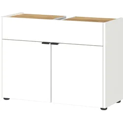 Kadima Design Stoßfester Unterschrank mit Siphonaussparung, 80x34x60, Easy-Clean, `Avis` Kollektion. Farbe: Weiß-Beige