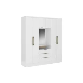 vente-unique Kleiderschrank Elorio 180 x 206 x 46,5 cm Weiß