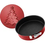 Zenker Springform Ø26 cm Motivboden-Set Sparkling Christmas, hochwertige Springform mit Antihaftbeschichtung für kinderleichtes Backen, Backform mit Tannenbaum-Motivboden (Farbe: Schwarz,Rot)