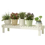 Pflanzentreppe Draussen Blumenleiter Holz Blumentreppe Für Balkon Innen Blumenregal Blumenständer Für Patio Wohnzimmer Kiefernmaterial (Color : Weiß, Size : 98x25x15cm)