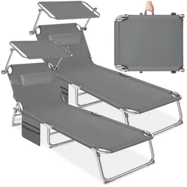 Tectake Sonnenliege 161 x 68 x 111 cm Grau