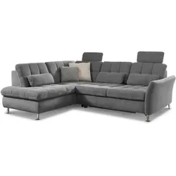 Ecksofa DIE PLANBAR "MP-IN20016 L-Form mit Kaltschaum-Polsterung", grau, B:242cm H:87cm T:116cm, 100% Polyester, Sofas, wahlweise mit Kopfstützen und Bettfunktion, mit Kaltschaum-Polsterung