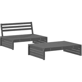 vidaXL 2-tlg. Garten-Lounge-Set Grau Massivholz Kiefer