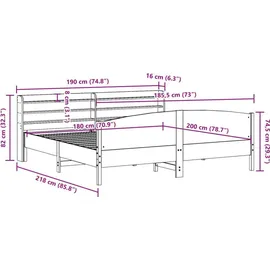 vidaXL Massivholzbett 180 x 200 cm Weiß