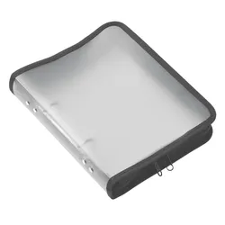 Reißverschluss-Portfolio, A5, PP farblos, 2-Ring-Mechanik, Zip schwarz