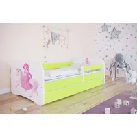 Sellbee Kinderbett Jugendbett 70x140 cm Grün mit Matratze Rausfallschutz