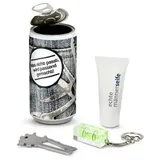 Böttcher-AG Geschenkset Überraschungsdose Männer, Dose mit Multitool, Mini-Wasserwaage und Seife