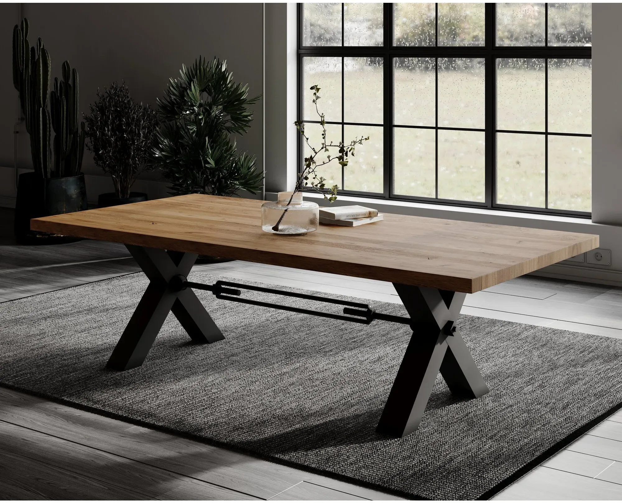 BlackWood »Table4YOU Dallas« Wildeiche Massivholztisch Baumkante / Wildeiche rustik / 4 cm / 240x100 cm