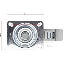 Wiltec Wiltec, Möbelrollen, Doppelstopp-Lenkrolle Set 4x Vollgummirad 200mm 150kg Transportrollen