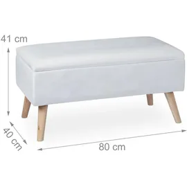 Relaxdays Truhenbank Samt Weiß 41 x 80 x 40 cm