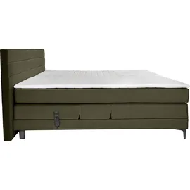 Alina Boxspringbett ALINA "Powell", grün (dunkelgrün gcp 333), B:192cm L:212cm, Chenille GCP (100% Polyester), Komplettbetten, Boxspringbett, inkl. Motor, Matratze und Topper, in unterschiedlichen Ausführungen