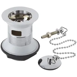 Ablaufgarnitur mit Kette und Überlauf, für Waschbecken – Chrom – Hudson Reed