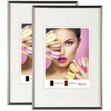 Ideal Trend 2er 3er 5er Pack Photo Style Set Bilderrahmen Wanddeko Collage Poster Kunststoff Rahmen: Farbe: 2er Pack Stahl | Format: 29,7x42 DIN A3