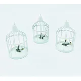 Vogelkäfige klein 3 Stück, Shabby-Look Deko, Ø 7,5 cm, weiß