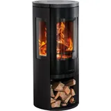 Color Emajl Kaminofen Heathus Glasgow 3 Glas, 6,4 kW, Zeitbrand, Holzfach, 3 Scheiben Ofen, Holzfachtür nicht im Lieferumfang enthalten schwarz