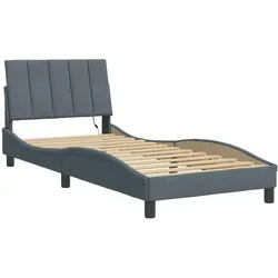 vidaXL Bettgestell mit LED-Leuchten Dunkelgrau 90x200 cm Samt