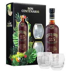 Ron Centenario 25 Gran Reserva Rum in Geschenkset mit 2 Tumblern