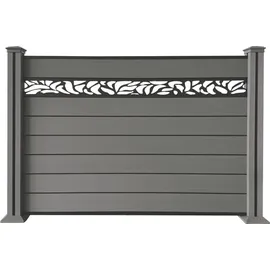 prestige home living outdoor WPC-Sichtschutzzaun 190 x 130 cm Dunkelgrau/Aluminium
