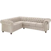 Home Affaire Chesterfield-Sofa »Chesterfield Ecksofa, auch in Leder L-Form«, hochwertige Knopfheftung, langer Schenkel links oder rechts wählbar beige