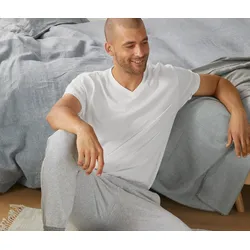Tchibo - 2 T-Shirts mit V-Ausschnitt - Herren - Gr. S - weiß