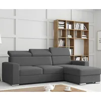 m-punkt Ecksofa TOKIO mit Bett und Bettkasten Sofa/Schlafsofa - Anthrazit/Grau