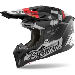 Airoh Aviator 3 Burnout Motocross Helm, schwarz-rot, Größe M für Männer