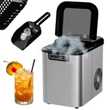Tronitechnik TroniTechnik® Eiswürfelmaschine Eiswürfelbereiter aus Edelstahl , Ice Maker, 12kg/24h, 2,2 Liter Wassertank, 2 Größen, Selbstreinigung